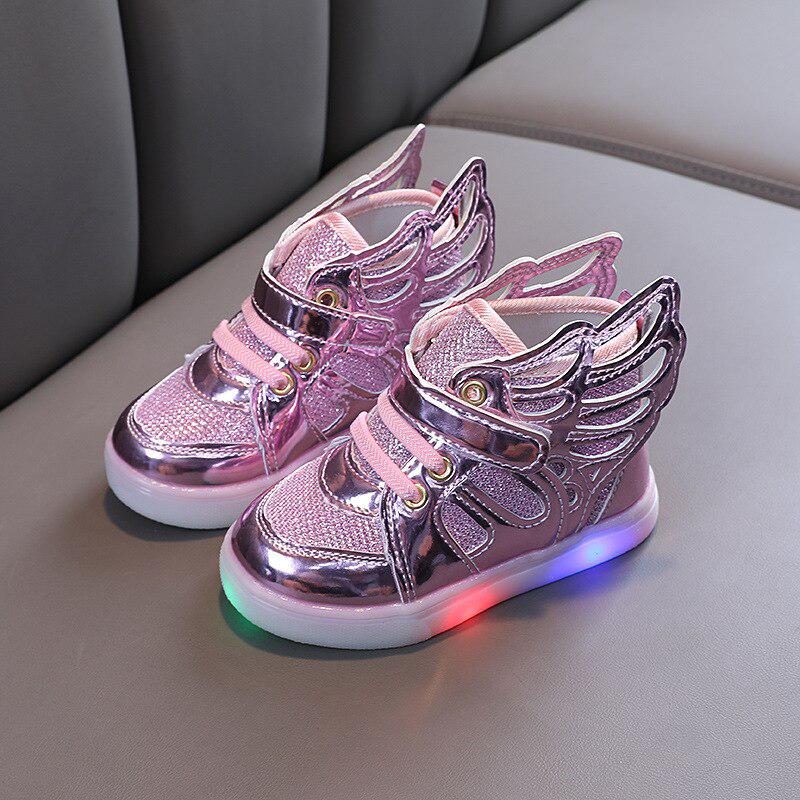 Cute Wings LED Shoes For Babies Glowing Sneakers for Baby Girls Boys