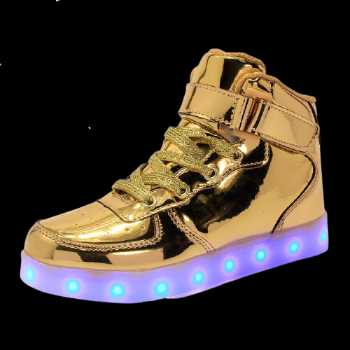 Black White Blue Gold Silver Color Led Shoes High Top With Remote Li