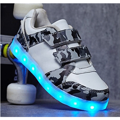 LED light children s camouflage shoes White Kids LED Light Shoes