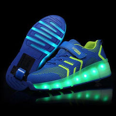 Single Wheel Led Shoes Casual Single Strap Blue  | Kids Led Light Shoes  | Led Light Shoes For Girls & Boys