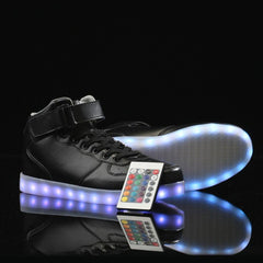 Led Sneakers Black Remote Led Light Colors  | High Top Led Light Shoes  | Led Light Shoes For Men
