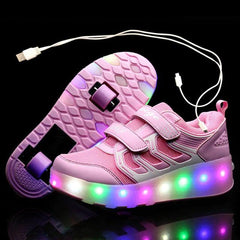 Led Roller Shoes Pink  | Kids Led Light Shoes  | Kids Led Light Roller Heel Wheel Shoes  | Led Light Shoes For Girls & Boys