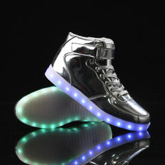 Led Sneakers Shiny Silver 7 Led Light Colors  | Dancing Led Light Shoes  | Kids Led Light Shoes  | Led Light Shoes For Men  | Led Light Shoes For Women