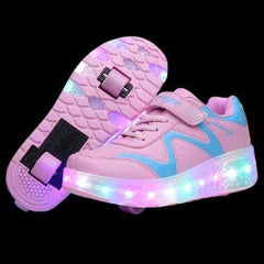 Pink Led Shoes With Roller Wheels And Usb Charging for Girls | Comfort Light Shoes