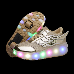 Flying Wings Led Roller Shoes For Kids - Golden  | Kids Led Light Roller Shoes