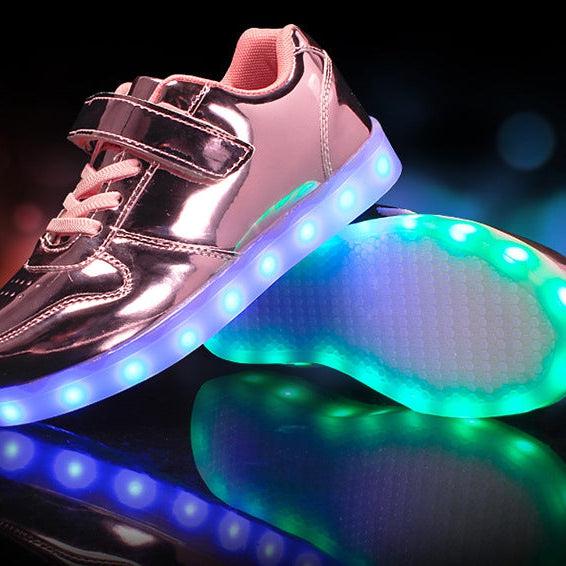 Glowing Night LED Shoes for Kids Bright Pink LED Shoes