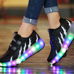 Black Led Roller Shoes Black  |  Kids Led Light Roller Heel Wheel Shoes  | Led Light Shoes For Girls & Boys