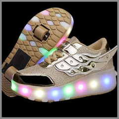 Flying Wings Led Roller Shoes For Kids - Golden  | Kids Led Light Roller Shoes
