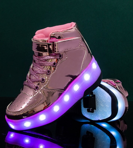 High Top Stylish Led Roller Shoes | Roller High Top Light Up Shoes For Girls