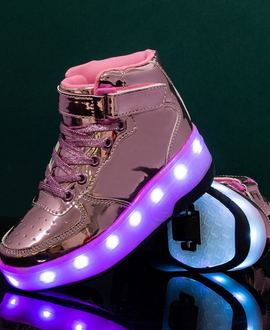 High Top Stylish Led Roller Shoes | Roller High Top Light Up Shoes For Girls