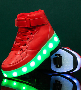 High Top Stylish Led Roller Shoes | Roller High Top Kids Light Up Sneakers With Wheels
