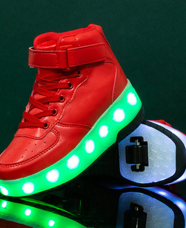 High Top Stylish Led Roller Shoes | Roller High Top Kids Light Up Sneakers With Wheels