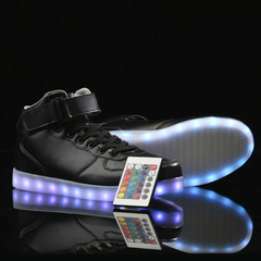 Black White Blue Gold Silver Color Led Shoes High Top With Remote | Light Up Shoes For Men And Women | Led Shoes For Adults