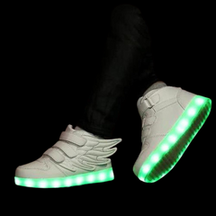 Led Shoes With Flying Straps For Kids - White  | Kids Led Light Shoes  | Led Light Shoes For Girls & Boys