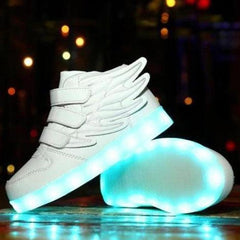 Led Shoes With Flying Straps For Kids - White  | Kids Led Light Shoes  | Led Light Shoes For Girls & Boys