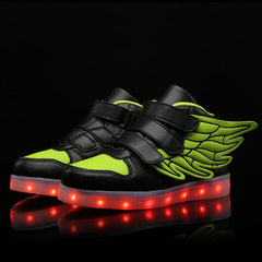 Led Shoes With Flying Straps For Kids - Green  | Kids Led Light Shoes  | Led Light Shoes For Girls & Boys