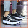whatagift.com.au Black White Pink Led Roller Shoes Black  |  Kids Led Light Roller Heel Wheel Shoes  | Usb Rechargeable Shoes For Girls & Boys