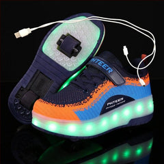 Usb Charging Led Light Roller Skate Shoes For Children