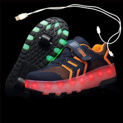 Usb Charging Led Light Two Wheels Roller Skate Shoes For Children