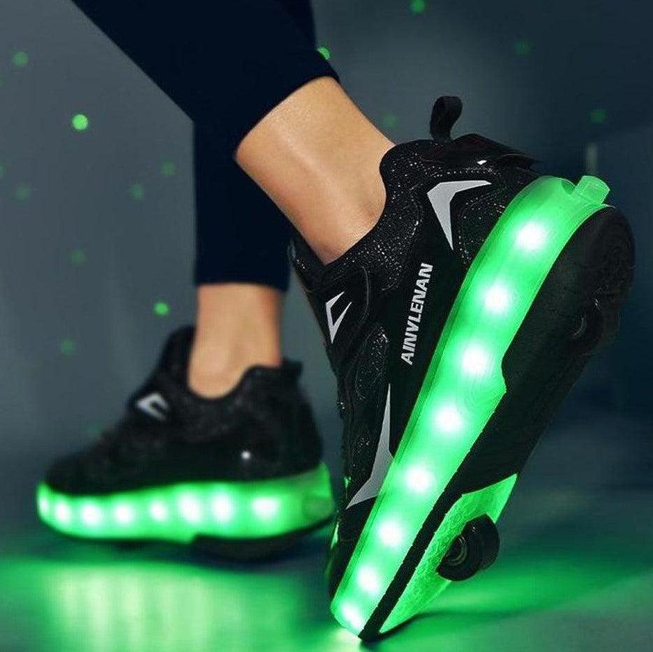 Children Two Wheels Luminous Glowing Sneakers Led Light Roller Skate