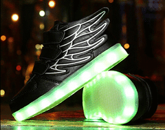 Led Shoes With Flying Straps For Kids - Black  | Kids Led Light Shoes  | Led Light Shoes For Girls & Boys
