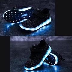 Hot Led Mesh Shoes Kids Black  | Kids Led Light Shoes  | Led Light Shoes For Girls & Boys