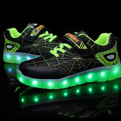 Black Green Kids Led Usb Glowing Shoes For Children