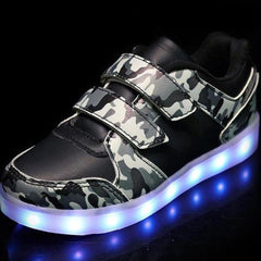 Led Light Children'S Camouflage Shoes - Black  | Kids Led Light Shoes  | Led Light Shoes For Girls & Boys