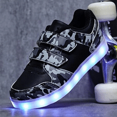 Led Light Children'S Camouflage Shoes - Black  | Kids Led Light Shoes  | Led Light Shoes For Girls & Boys