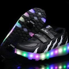 Black Led Roller Shoes Black  |  Kids Led Light Roller Heel Wheel Shoes  | Led Light Shoes For Girls & Boys