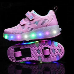 Led Roller Shoes Pink Blue  | Kids Led Light Shoes  | Kids Led Light Roller Heel Wheel Shoes  | Led Light Shoes For Girls & Boys