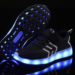 Led Shoes Casual Single Strap Black  | Kids Led Light Shoes  | Led Light Shoes For Girls & Boys