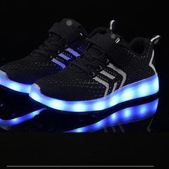 Led Shoes Casual Single Strap Black  | Kids Led Light Shoes  | Led Light Shoes For Girls & Boys