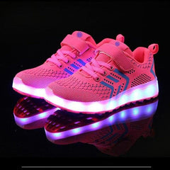 Pink Led Shoes Casual Single Strap  | Kids Led Light Shoes  | Led Light Shoes For Girls & Boys