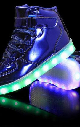 Led Sneakers For Kids Light Up Blue Shiny  | Led Light Shoes