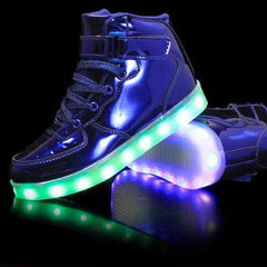 Led Sneakers For Kids Light Up Blue Shiny  | Led Light Shoes