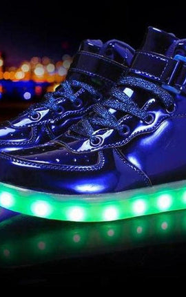 Led Sneakers For Kids Light Up Blue Shiny  | Led Light Shoes