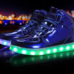 Led Sneakers For Kids Light Up Blue Shiny  | Led Light Shoes