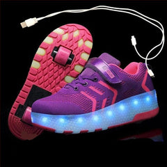 Usb Charging Led Light Two Wheels Roller Skate Shoes For Children