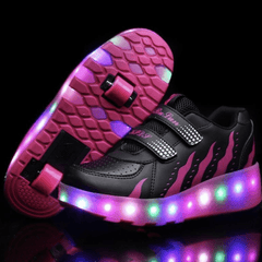 Pink Led Shoes With Roller Wheels And Usb Charging for Girls | Comfort Light Shoes