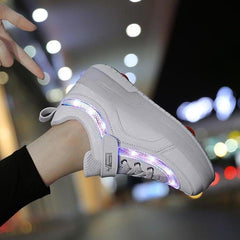 White Sparkling Led Two Wheel Roller Range  | Kids Led Light Shoes  | Kids Led Light Roller Wheel Shoes
