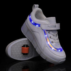White Sparkling Led Two Wheel Roller Range  | Kids Led Light Shoes  | Kids Led Light Roller Wheel Shoes