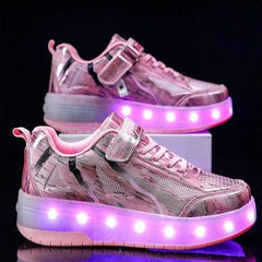 Usb Charging Led Light Roller Skate Shoes For Children
