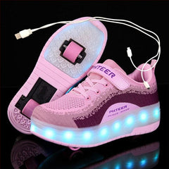 Usb Charging Led Light Roller Skate Shoes For Children