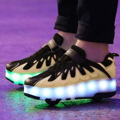 Usb Charging Shoes Luminous Glowing Sneakers Two Wheels Roller Skate